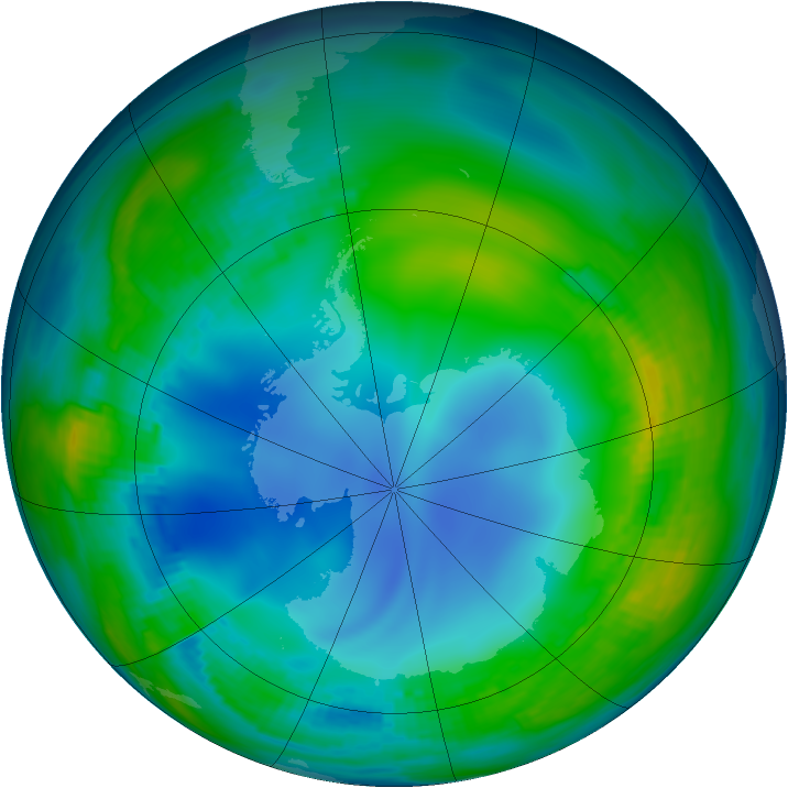 Antarctic ozone map for 21 May 1986